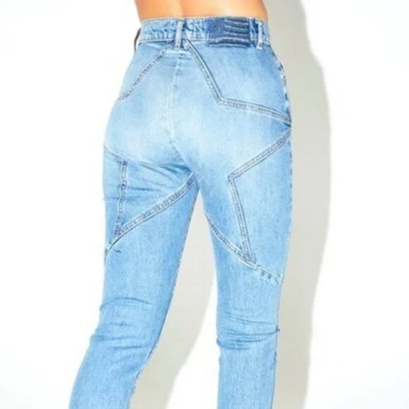 REVICE Denim - Revice Women's Boyfriend Crop Fringe Star Design Denim Blue Jeans Size 30